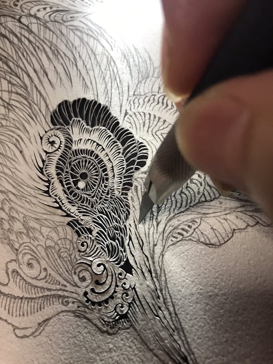 「魅せられたら良いなぁ('∀`*)#アナログ絵で魅せてみよ#切り絵 」|切り剣Masayo / 「切り剣 福田理代切り絵作品集」発売中のイラスト