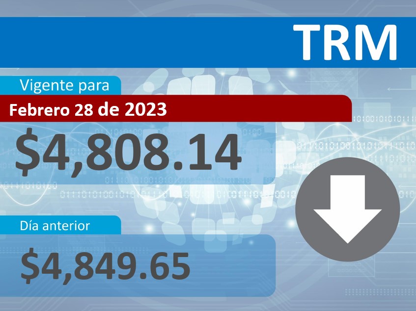 SFCsupervisor's tweet image. Tasa Representativa del Mercado vigente para el 28-feb-2023: $4,808.14