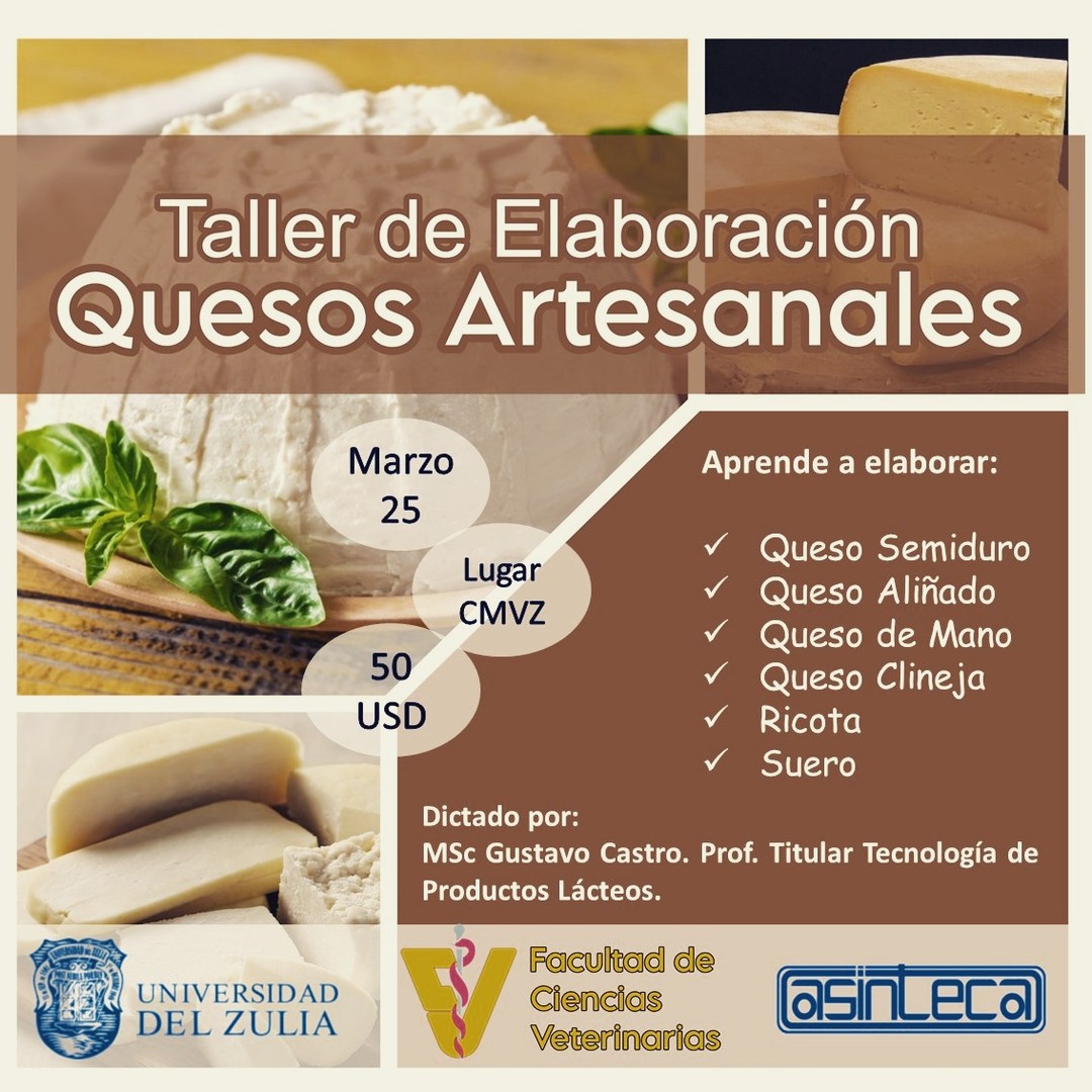 Voy con un par de #quesodatos para quienes quieran aprender a hacer quesos .
Comienzo con este de <a href="/asinteca/">Asinteca</a> que se dictará en el colegio de Médicos Veterinarios en Maracaibo.
Más detalles por asinteca@gmail.com o por el telf.
0414 6709690