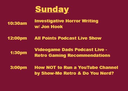 allinonegamin18's tweet photo. Our Panel Room is packed with a wide array of awesome topics and speakers! Check out our schedules for panels on Saturday and Sunday March 11th and 12th. We will also have Nerdterpreters providing ASL services for our Saturday panels! 
Tix: https://t.co/htBmva8847 https://t.co/nh5cDptnMr