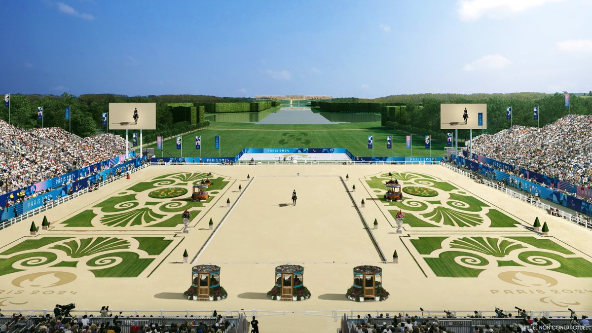 JogosOlimpicos's tweet photo. Imagina curtir os Jogos Olímpicos @Paris2024 com esse visual. 😍

O histórico Chateau de Versalhes vai receber as disputas equestres e o pentatlo moderno na esplanada Etoile Royale. Ai, meu coração! ❤️💙 https://t.co/WMDEgXcfa9