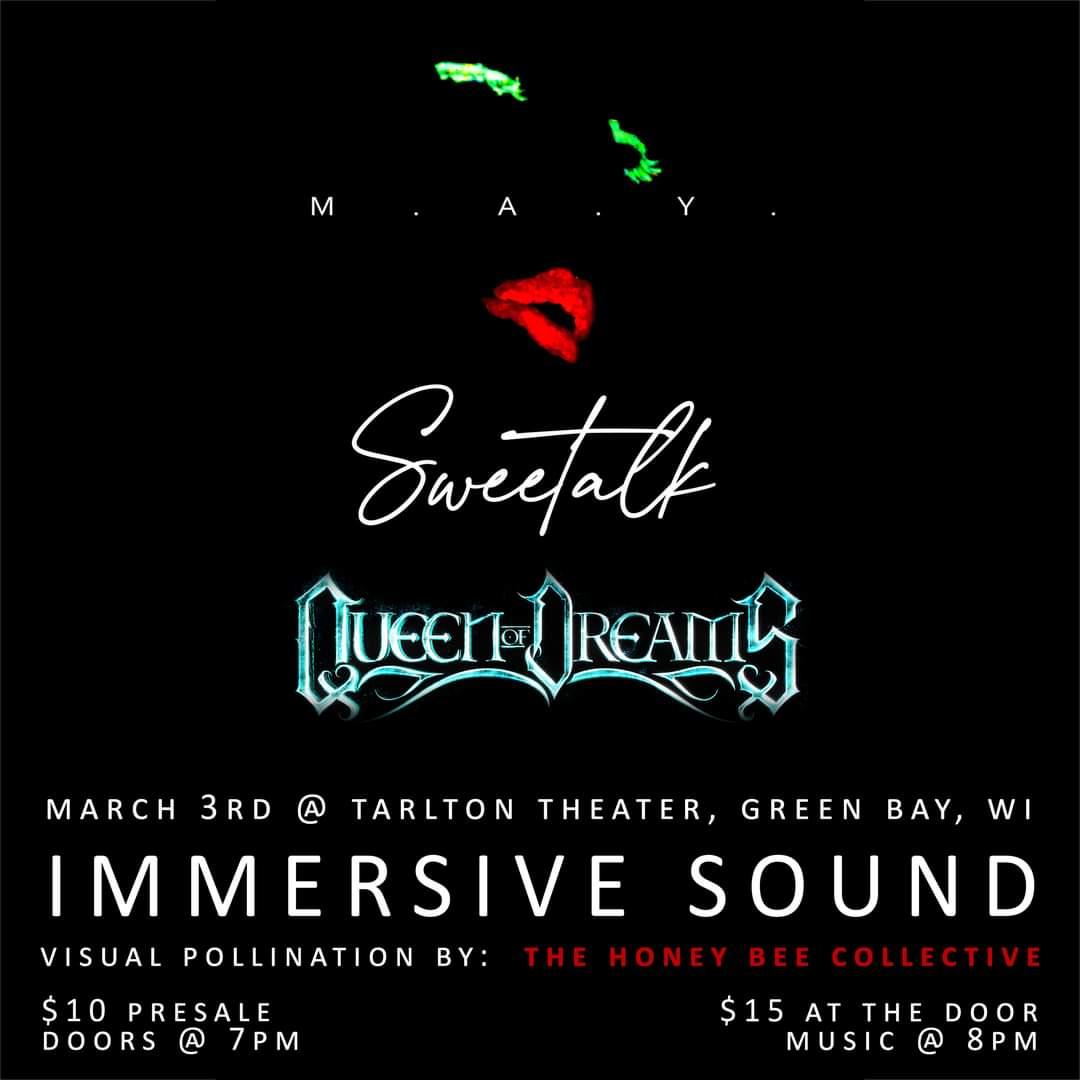 Were gonna wreck the stage at the old Tarleton theater (Green Bay, WI) this Friday night. Along with M.A.Y. music &amp; queen of dreams. Super immense light show by the honey bee collective. Pre-sale  
Tinyurl.com/mtbphxs9