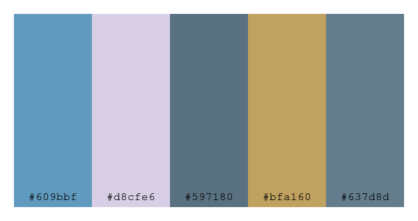 ColPaletteBot's tweet photo. Beep beep, here's a pretty color palette for you!
color-scheme.js parameters used:
- hue: 73
- variation: soft
- colors: #609bbf, #d8cfe6, #597180, #bfa160, #637d8d
Have a lovely evening!
#twitterbot #colorpalette #colors #palette #prettycolors https://t.co/TR6sVqaLK0