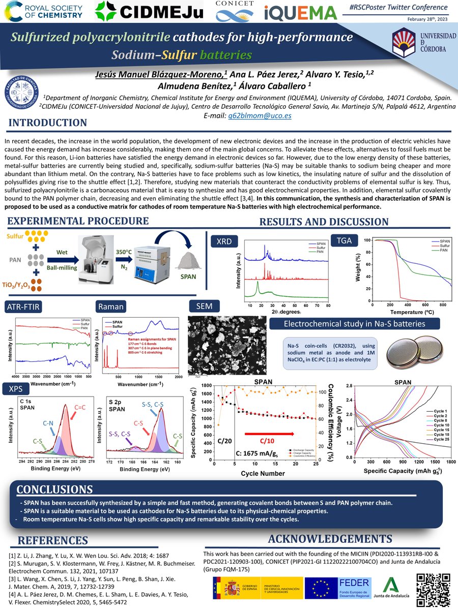 Jesús Blázquez (@blmom98) on Twitter photo Very proud to share a small part of our work in the #RSCPoster. Our research is about energy storage systems, do you know about the promising Na-S batteries? In the following poster we show them to you! <a href="/RoySocChem/">Royal Society of Chemistry</a> #RSCEnergy #RSCPosterLive Very proud to share a small part of our work in the #RSCPoster. Our research is about energy storage systems, do you know about the promising Na-S batteries? In the following poster we show them to you! <a href="/RoySocChem/">Royal Society of Chemistry</a> #RSCEnergy #RSCPosterLive