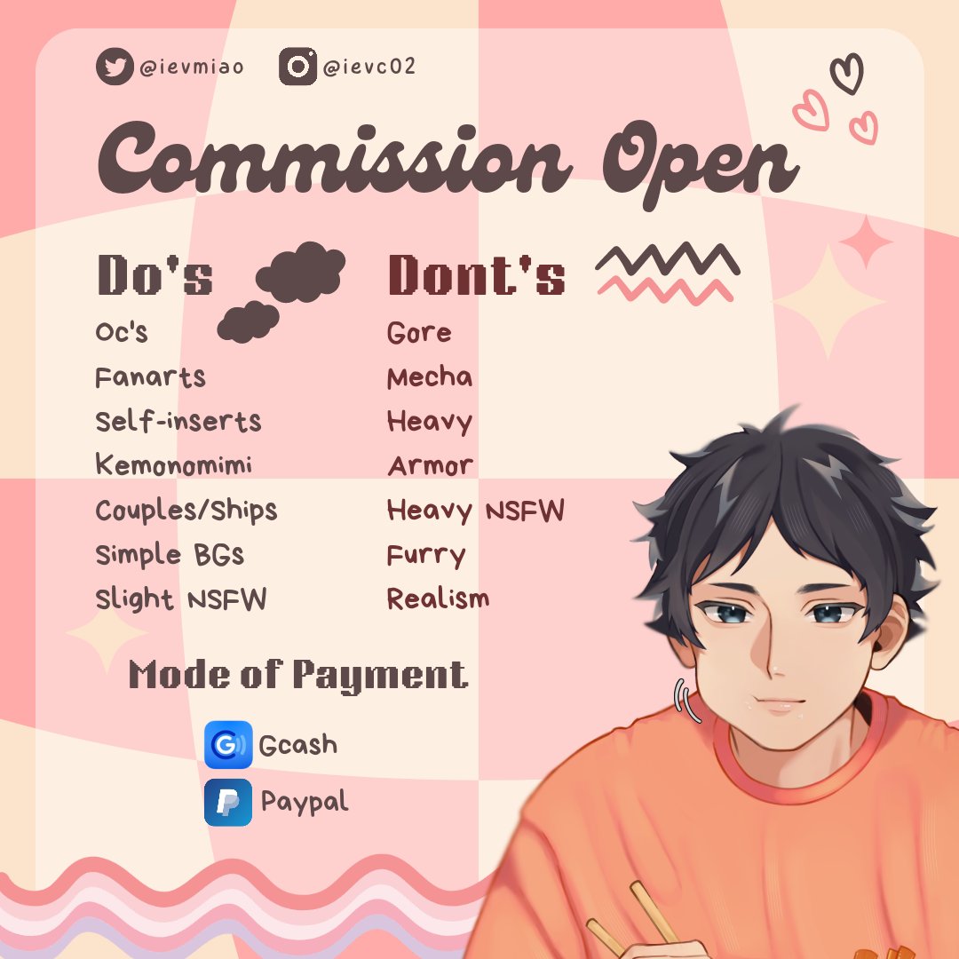 ievmiao's tweet photo. Hello! I'm finally open for commissions (⁠ ⁠ꈍ⁠ᴗ⁠ꈍ⁠) RTs and Likes are very much appreciated (⁠.⁠ ⁠❛⁠ ⁠ᴗ⁠ ⁠❛⁠.⁠) 

Dm me if you're interested ♡

Before commissioning me, please read TOS and other info: https://t.co/n9DySekxnI

#CommissionsOpen #CommissionSheet https://t.co/NVDuVG4EOD