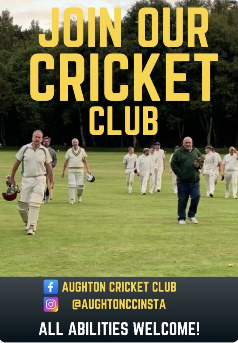 Aughton Cricket Club (@aughtoncc) on Twitter photo New players are not only welcome, but encouraged.
We are a friendly and welcoming team, regardless of experience or ability any new player will be took on and supported thoroughly.
Nets are 6:30-7:30 on all Fridays in March and one in April - contact on here or other socials New players are not only welcome, but encouraged.
We are a friendly and welcoming team, regardless of experience or ability any new player will be took on and supported thoroughly.
Nets are 6:30-7:30 on all Fridays in March and one in April - contact on here or other socials