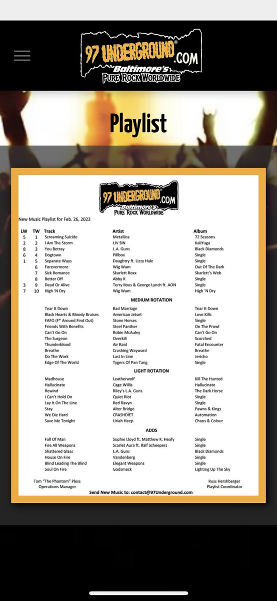 We appreciate all the rock sites like <a href="/97underground/">97Underground.com</a> spinning our music next to greats like <a href="/laguns/">Keith Lagunes</a>