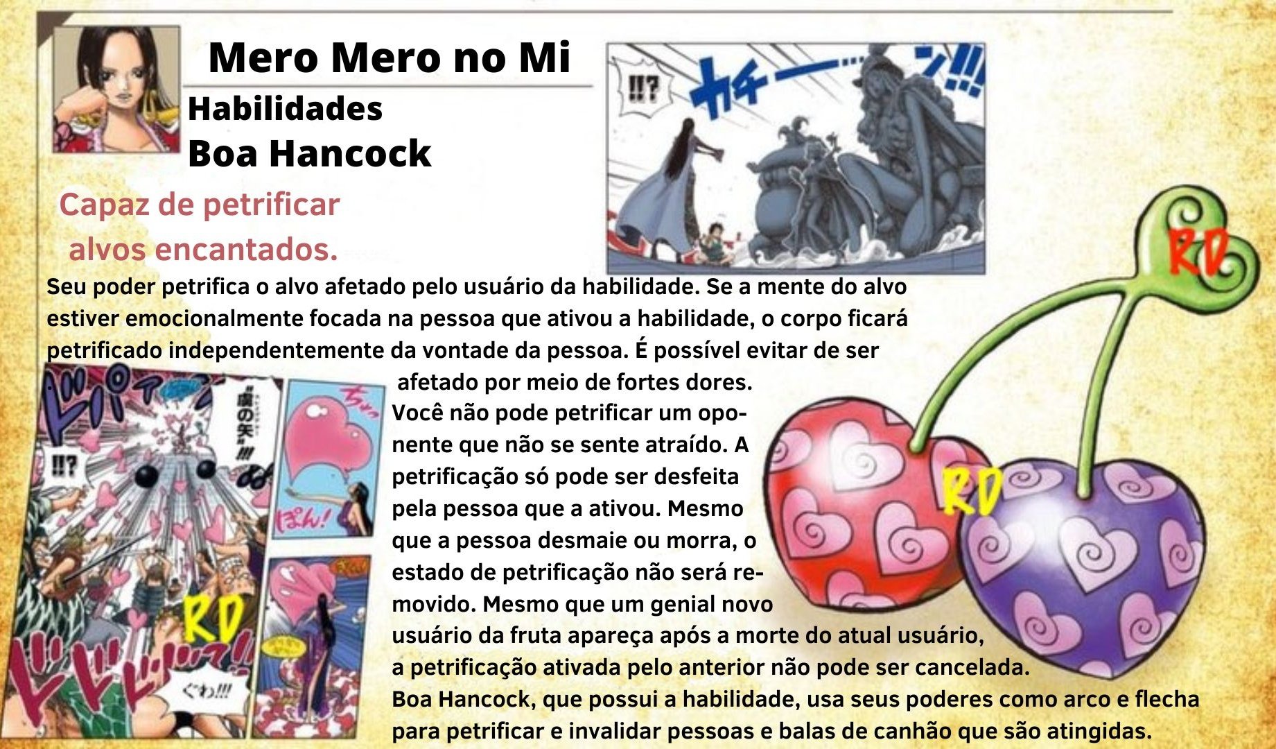One Piece News on X: 📌 Visual e informações detalhadas das habilidades da Mero  Mero (Hancock) e Neko Neko (Lucci)! Essas são informações oficiais  retiradas diretamente da One Piece Magazine que será