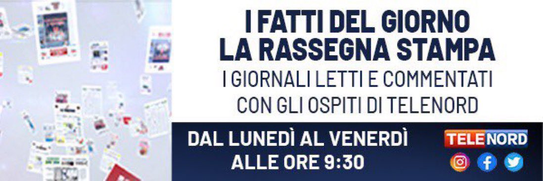 Domani nuovo #appuntamento con la rassegna #stampa su @Telenord 

A commentare i #fatti del @davideghiglione e @lucagaribaldi, consigliere regionale del @PDLiguria 

📌Dalle ore 9:30