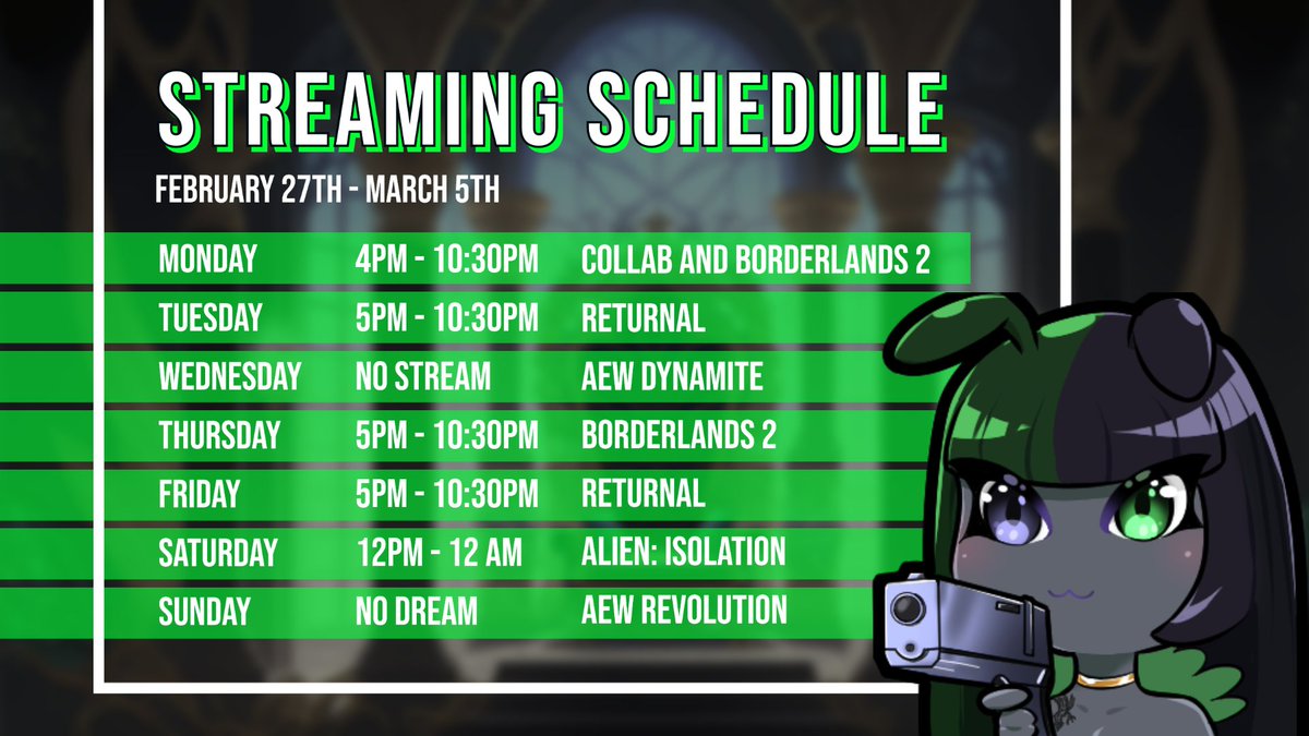 PenniLopi's tweet photo. WHAT IS THIS?!?!?!?!

The bnuuy is posting... a STREAMING SCHEDULE NOW?!

Omg, it's like we're official now...

Well, here you go! Here's the weekly stream schedule with a BIG OL' stream on Saturday ^-^!

#ENVtuber #VtuberUprsing #VtubersEN https://t.co/1iCqtypHnN