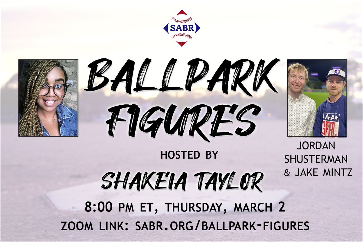 #SABR members, sign up to join us this Thursday, March 2 for #BallparkFigures with <a href="/curlyfro/">shakeia</a> and special guests <a href="/CespedesBBQ/">Céspedes Family BBQ</a>! sabr.org/ballpark-figur…