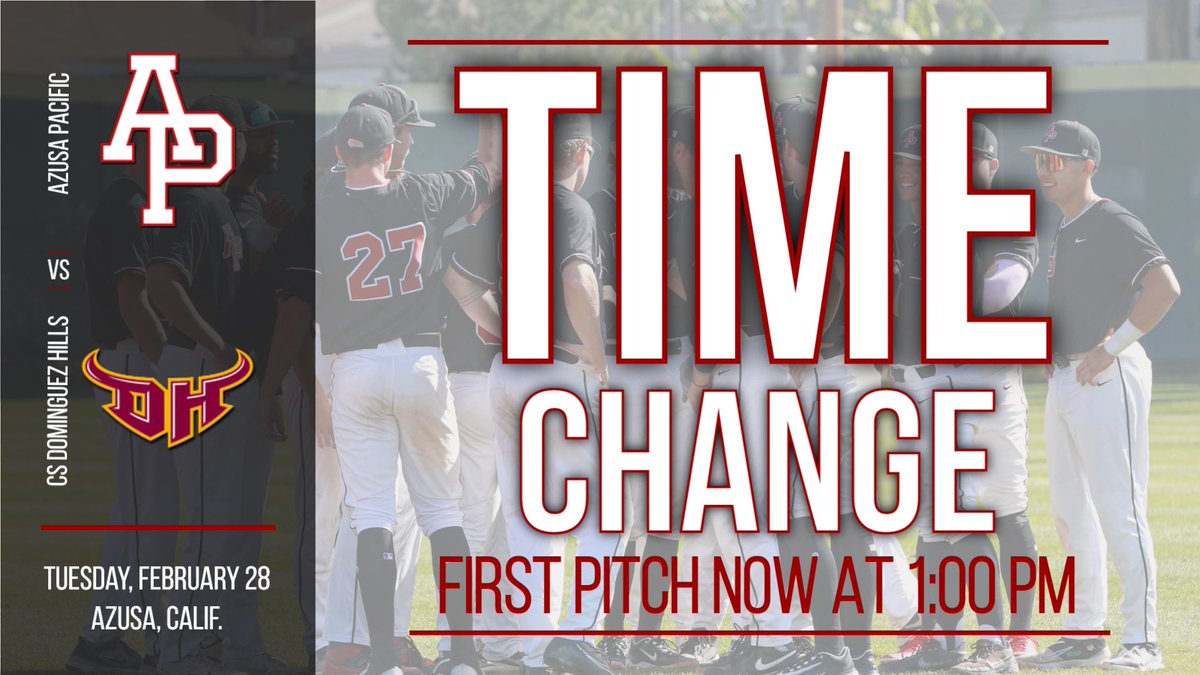 Tomorrow’s home baseball game against Cal State Dominguez Hills will now start at 1:00 pm due to weather.