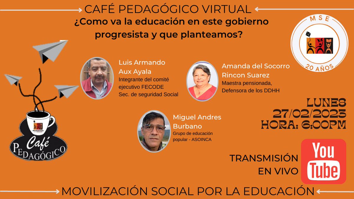 Ya estamos en vivo en el #CaféPedagógico de hoy, sigue la transmisión en vivo: youtube.com/live/mwR5Uxuq7…