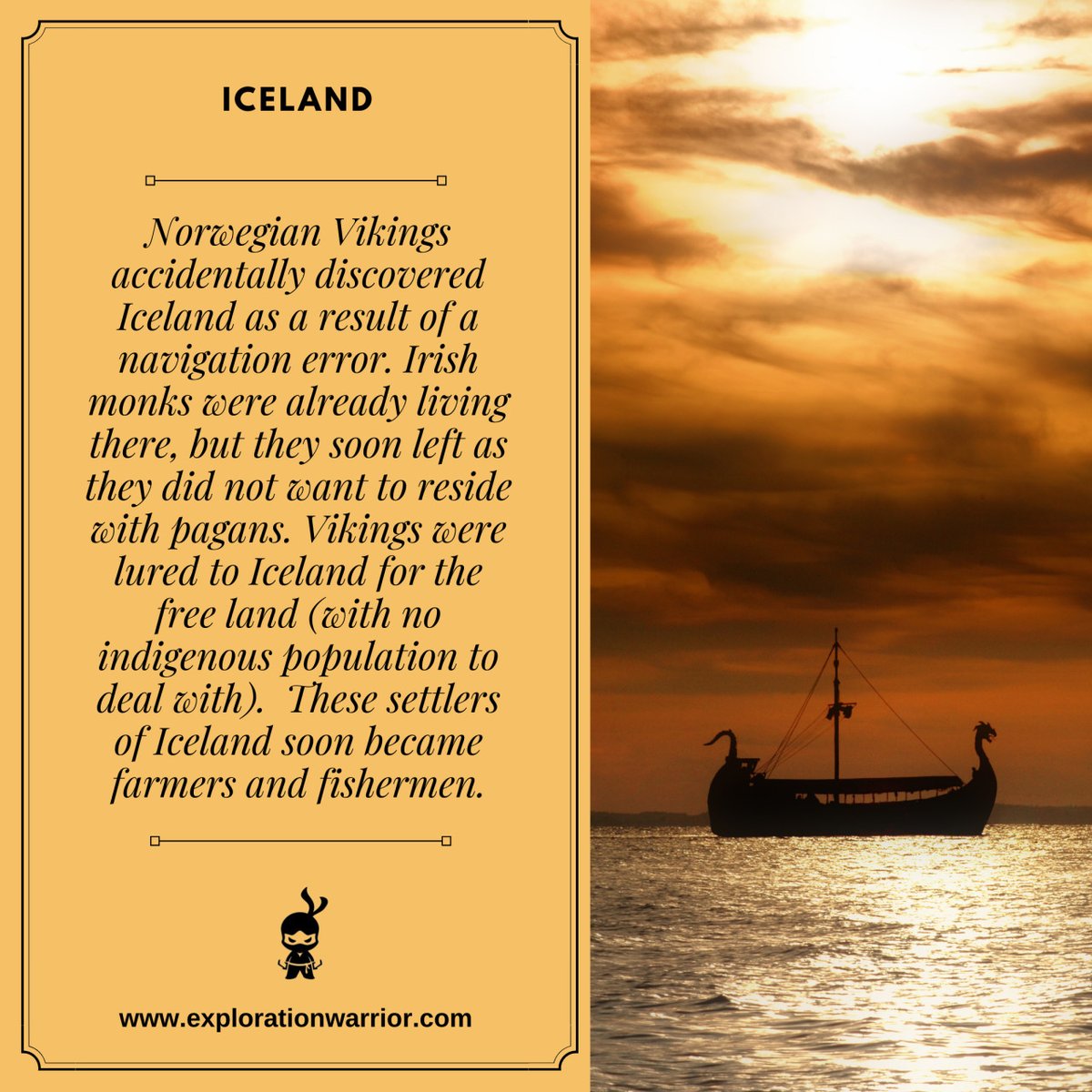 GoGirlCindy's tweet photo. Norwegian Vikings accidentally discovered Iceland as a result of a navigation error. Irish monks already living there, soon left as they did not want to reside with pagans. Vikings were lured to Iceland for the free land.   #Iceland https://t.co/XnwIaCmHeJ