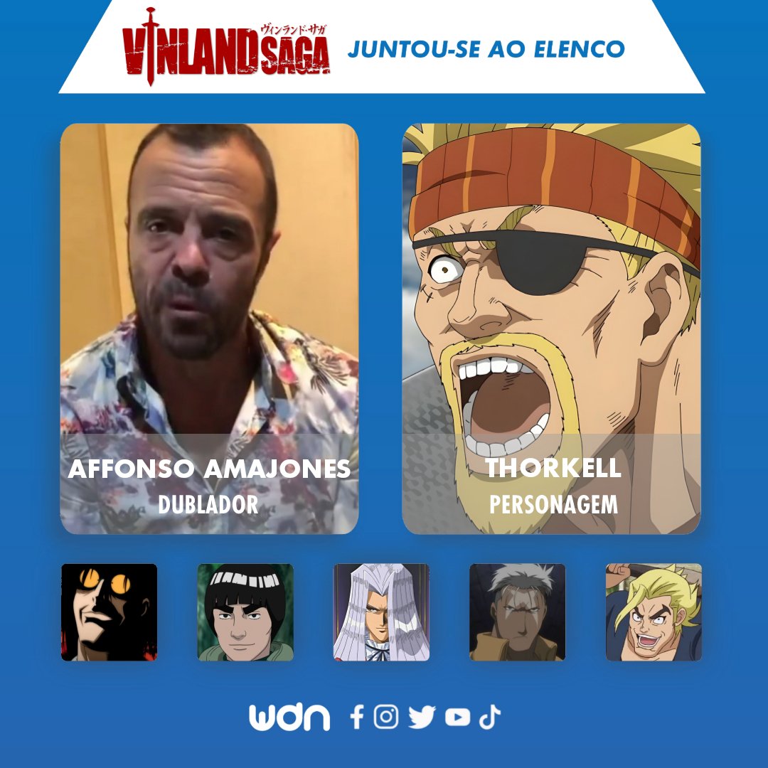 WDN - World Dubbing News on X: ⚔️ Novos dubladores juntam-se ao elenco de 'Vinland  Saga' • Affonso Amajones como Thorkell • Armando Tiraboschi como Askeladd   / X