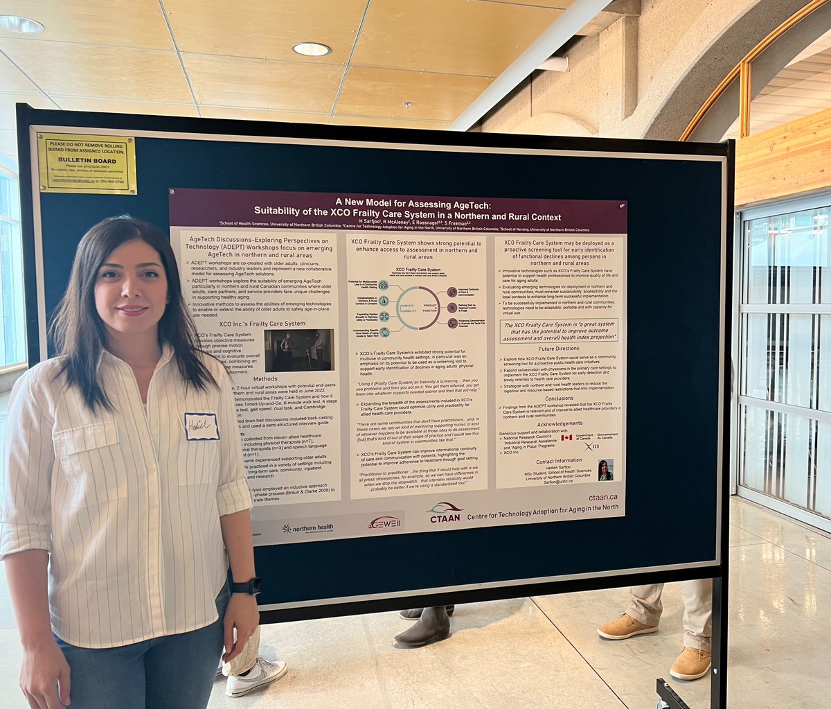 Excited to be at <a href="/UNBC/">University of Northern British Columbia (UNBC)</a> Research Week. Master’s student Hedieh presenting the DASH Health system from <a href="/XCOTech/">XCO</a> – a comprehensive movement assessment tool that can be used to assess frailty