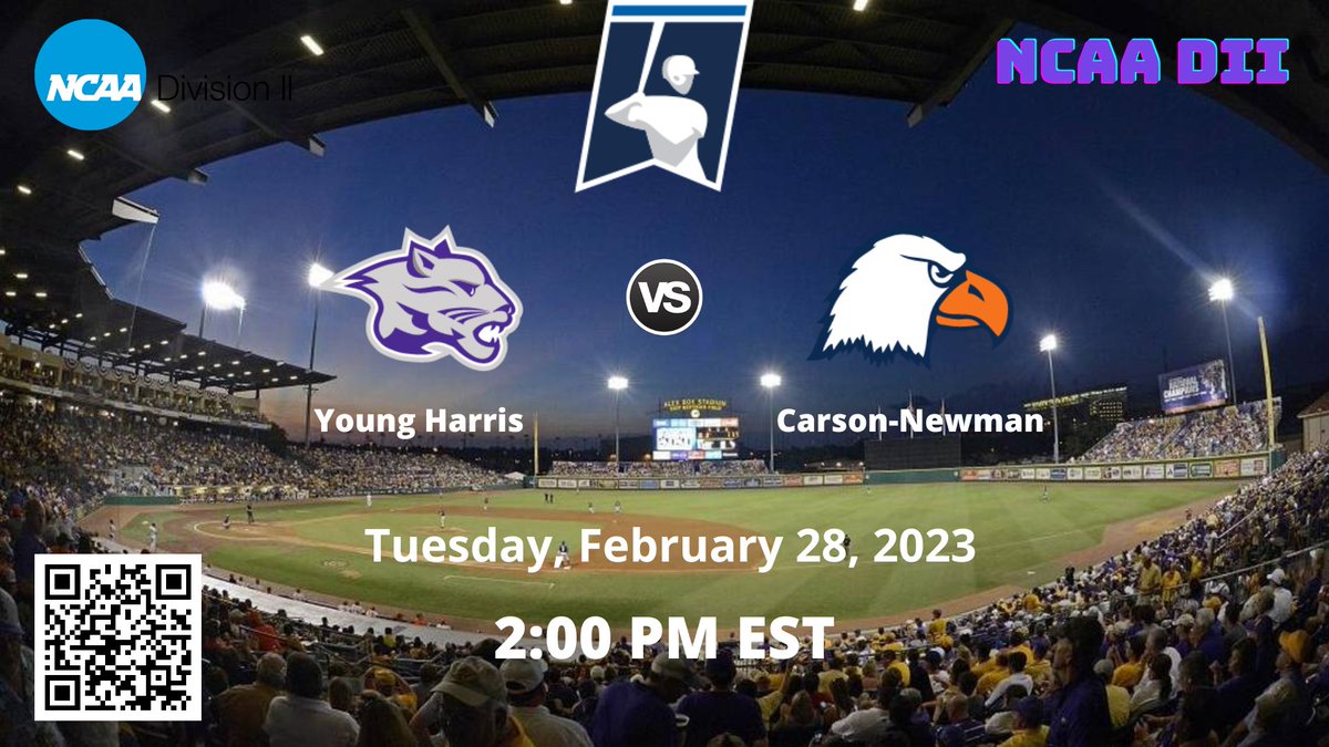 NCAAD2Baseball1's tweet photo. 2:00 PM EST
Young Harris vs Carson-Newman | NCAA D II BASEBALL
🔗 https://t.co/SnxEHy4JRO
Tuesday, February 28, 2023
@CNBaseball @catchblockthrow @CN_Eagles @lorimauser @mckennahall07 @theryanconnally @HeatherDelee1 @15ttingle @JordanIcGriffin @Patch32Ethan @james_Sofield https://t.co/ARSaCrh4G5