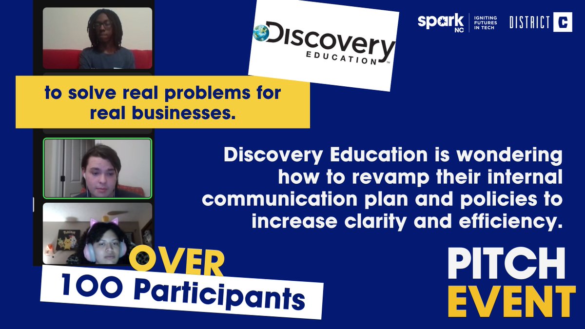 sparknc (@wearesparknc) on Twitter photo Real business problems + 17 students across North Carolina = an amazing SparkNC Teamship Pitch Event with host <a href="/DistrictC17/">District C</a> <a href="/DiscoveryEd/">Discovery Education</a> <a href="/OfficialTrakid/">TRAKID</a> @FlyFiveSEL <a href="/JAbleidinger/">Joe Ableidinger</a> <a href="/tipncorg/">The Innovation Project</a> Real business problems + 17 students across North Carolina = an amazing SparkNC Teamship Pitch Event with host <a href="/DistrictC17/">District C</a> <a href="/DiscoveryEd/">Discovery Education</a> <a href="/OfficialTrakid/">TRAKID</a> @FlyFiveSEL <a href="/JAbleidinger/">Joe Ableidinger</a> <a href="/tipncorg/">The Innovation Project</a>