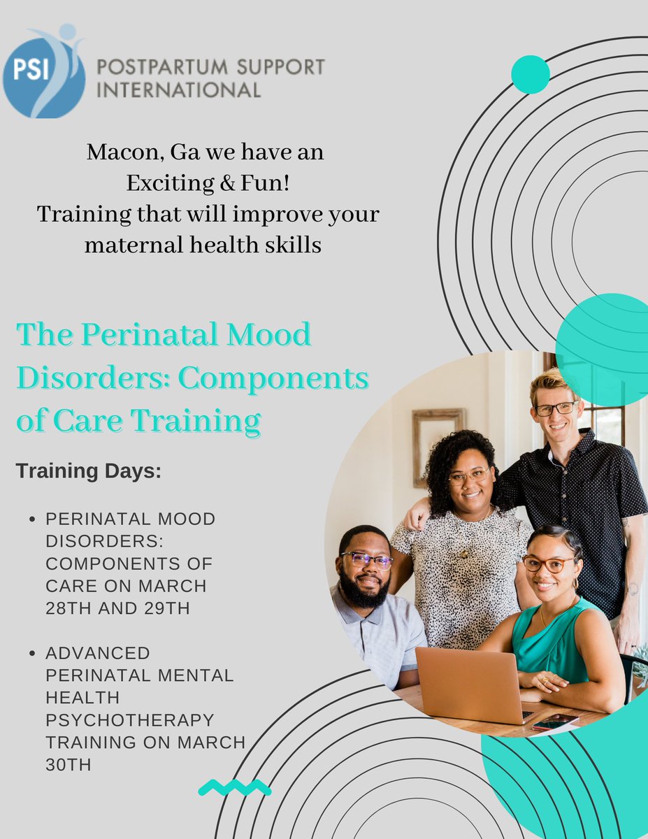 postpartumGA's tweet photo. We are looking for providers, who work directly with parents and children, who are interested in furthering their education and understanding of perinatal mental health. Click the links below!
March 28 - 29th: https://t.co/heN8oC6NXk
March 30th: https://t.co/36imACJ0mp https://t.co/V0dPDBBdqf