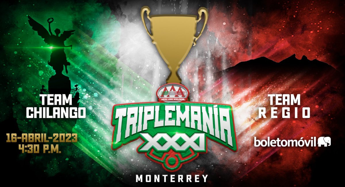 MPenaAAA's tweet photo. La Copa Triplemanía en #TriplemaniaXXXI Monterrey:
#TeamChilango Vs #TeamRegio
16 de abril, Estadio de los @SultanesOficial
Boletos en taquillas y en https://t.co/39STNiISJv https://t.co/ZGTdukEVBO