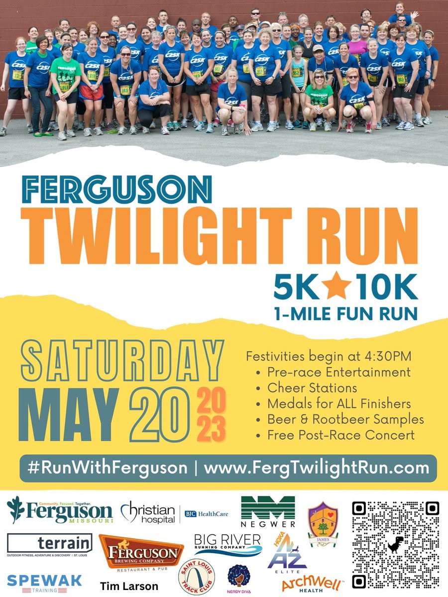 FergTwilightRun's tweet photo. Have you started gathering your team or group together for the 14th Annual Ferguson Twilight Run? It is not too late .. teams receive discounts on their registration too! 

#RunWithFerguson https://t.co/Sb5Uz53Mzw