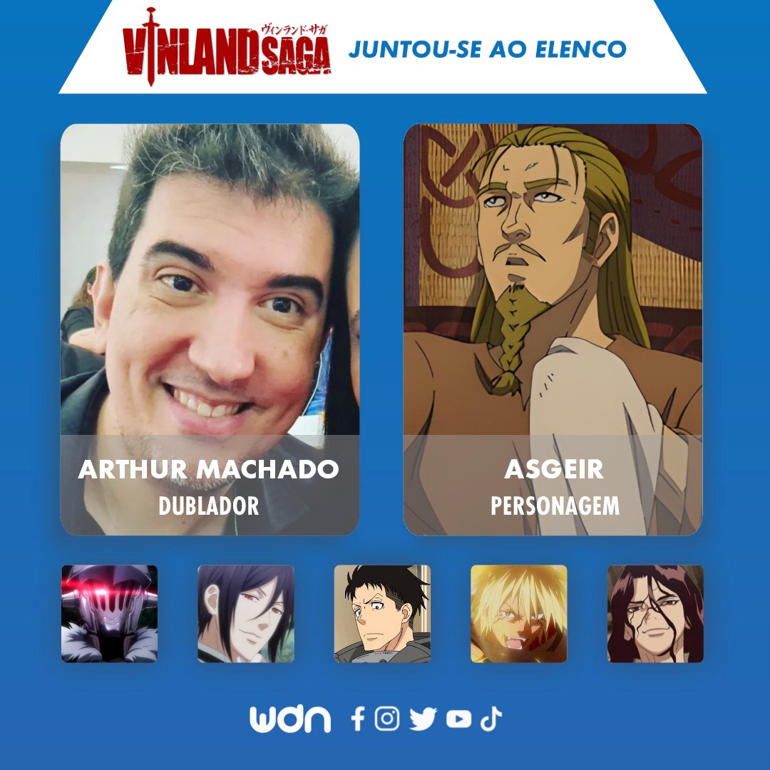 WDN - World Dubbing News on X: ⚔️ Novos dubladores juntam-se ao elenco de 'Vinland  Saga' • Francisco Freitas como Gunnar • Arthur Machado como Asgeir   / X