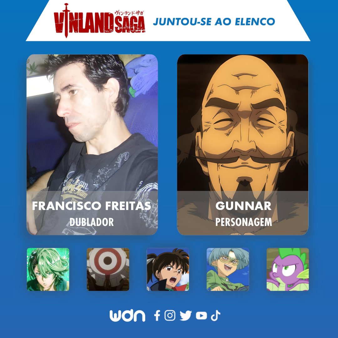 WDN - World Dubbing News on X: ⚔️ Novos dubladores juntam-se ao elenco de 'Vinland  Saga' • Francisco Freitas como Gunnar • Arthur Machado como Asgeir   / X