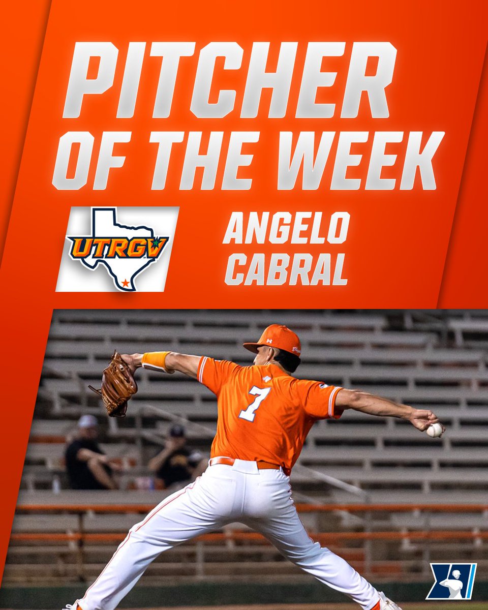🚨 <a href="/d1baseball/">D1Baseball</a> 𝗣𝗜𝗧𝗖𝗛𝗘𝗥 𝗢𝗙 𝗧𝗛𝗘 𝗪𝗘𝗘𝗞 🚨

Angelo Cabral dazzled in his first start of the season and turned in a career performance to lead the <a href="/UTRGVBaseball/">UTRGV Baseball</a> to a 9-2 victory over Central Michigan. He struck out 15 batters. 

#NCAABaseball