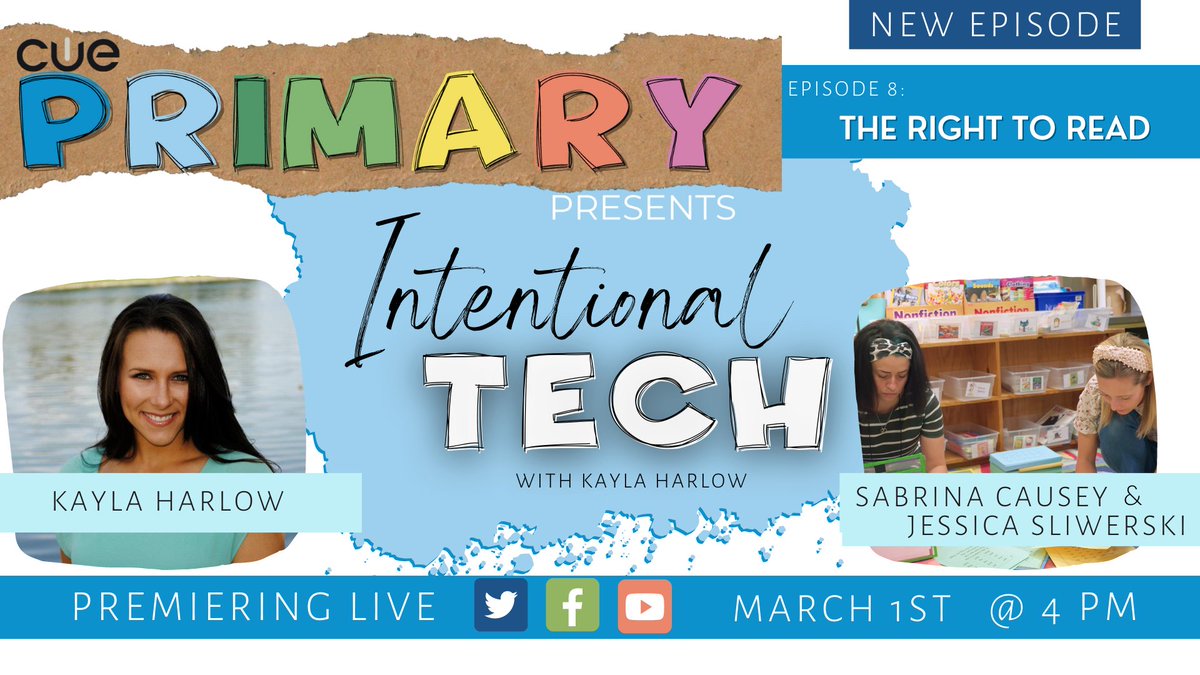 Join us on March 1st at 4 pm PST for another fantastic episode of CUE Primary Presents: Intentional Tech Ep008. <a href="/KaylaHarlowEDU/">Kayla Harlow</a> chats about "The Right to Read" for Read Across America day! Don't miss this great episode!
@cueinc 
 #WeAreCUE #intentionaltech #SpringCUE