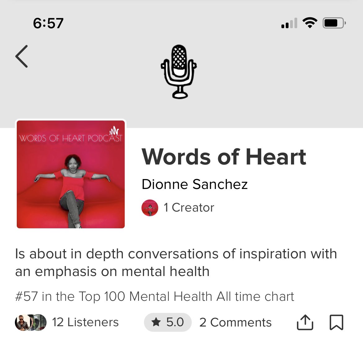 Thank you listeners and the people over at <a href="/GoodpodsHQ/">Goodpods</a> for putting us at 57 in the top 100 Mental Health chart. Be sure to subscribe on Goodpods and listen to the latest episode “Creative Communication” with <a href="/vinniepotestivo/">Vinnie Potestivo</a>