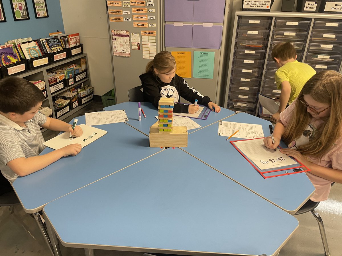 Some Jenga review today for our adding and subtracting fractions test tomorrow!! 🧱<a href="/ctetigers/">Cumberland Trace ES</a>