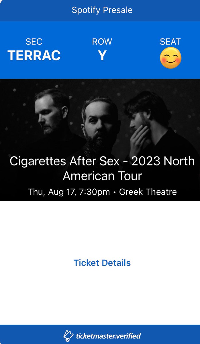 harrysboa1's tweet photo. Selling 1 ticket for Cigarettes After Sex at the Greek Theater for $120! Lmk if interested!

Can send proof! 

🏷️cigarettes after sex tickets sell selling greek theater los angeles https://t.co/pLXpowqXb4