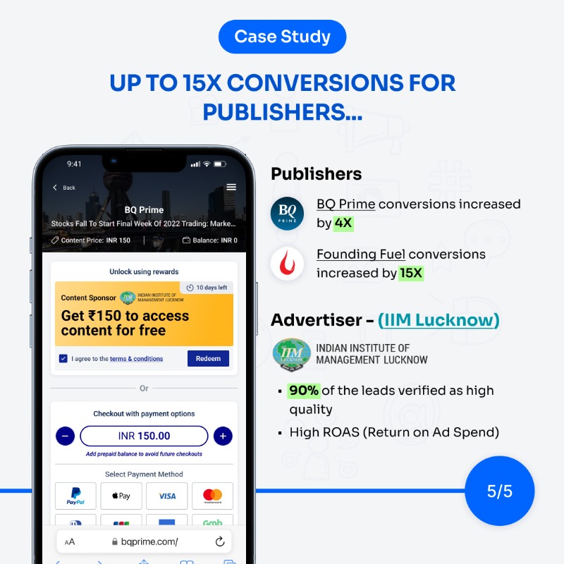 fewcents's tweet photo. Exciting News! 🤩
With Fewcents Rewards, Publishers can now boost their conversions
Brands can benefit from better quality leads and multiple exposures through the user journey
And Users can either share their data or pay with money to get immediate access to high-quality content