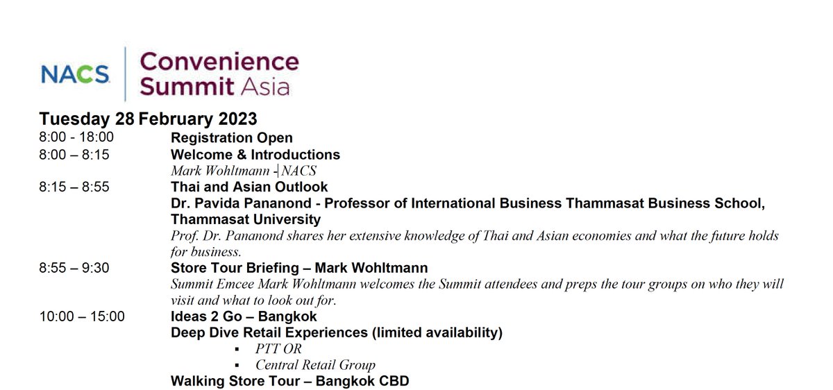 Happy to share my views on how Thailand and Asia are navigating the current geo-economic headwinds at the National Association of Convenience Store (NACS) Convenience Summit Asia in Bkk this week. #retailnews