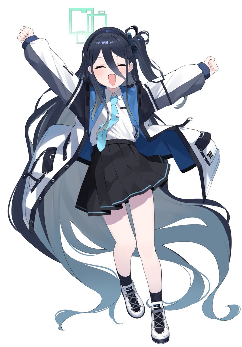 aris (blue archive) 1girl solo necktie long hair skirt closed eyes very long hair  illustration images