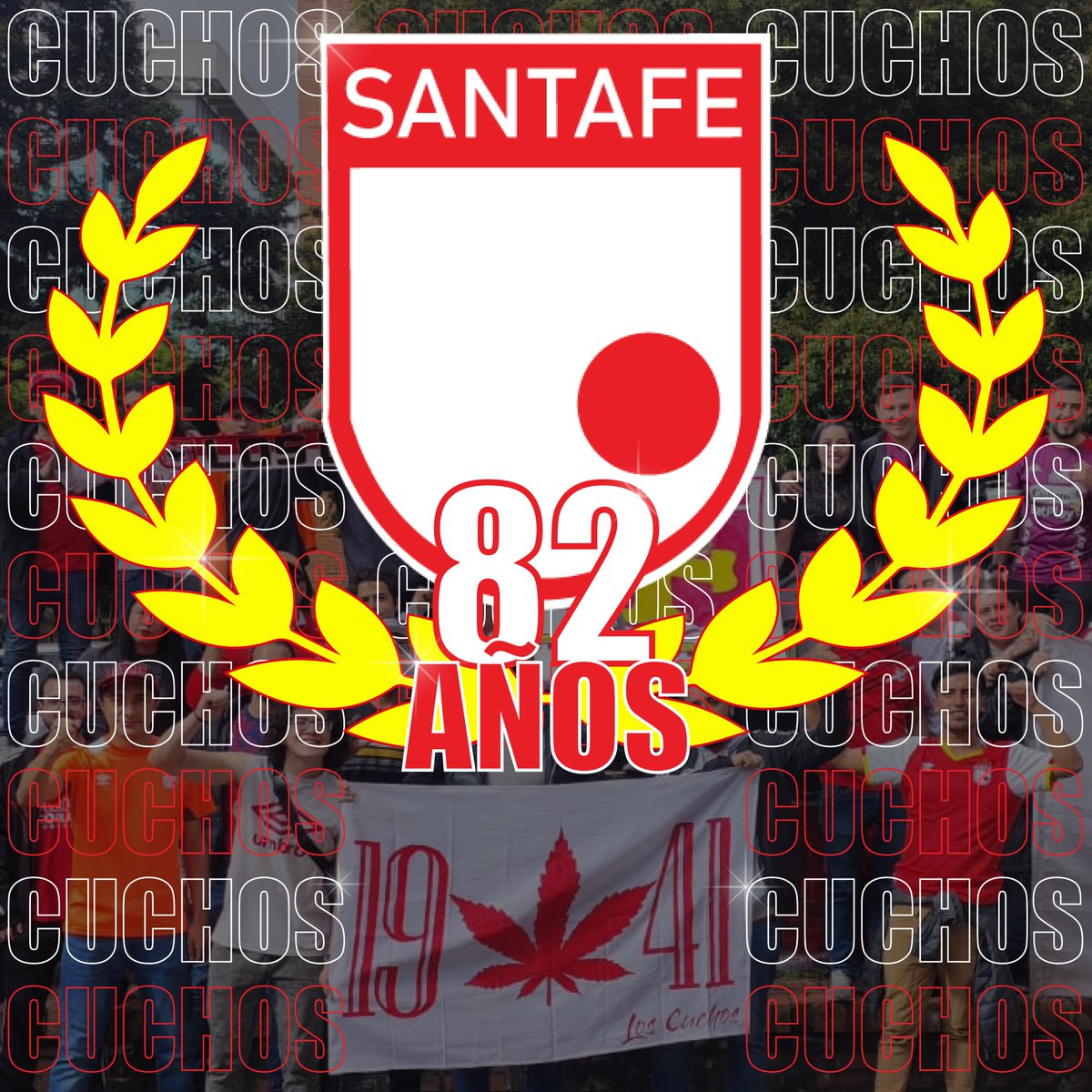 LosCuchostfe's tweet photo. #los82delleón 
Feliz cumpleaños león 
Y que cumplas muchos más
Que feliz que estoy, vamos a festejar 🎶🎶

@SantaFe 
82 años de gloria

@lgars_Oficial 

#CUCHOS #LGARS #santafe #independientesantafe #locurademicorazón #bogota #cisf https://t.co/OkUvfGl1rs