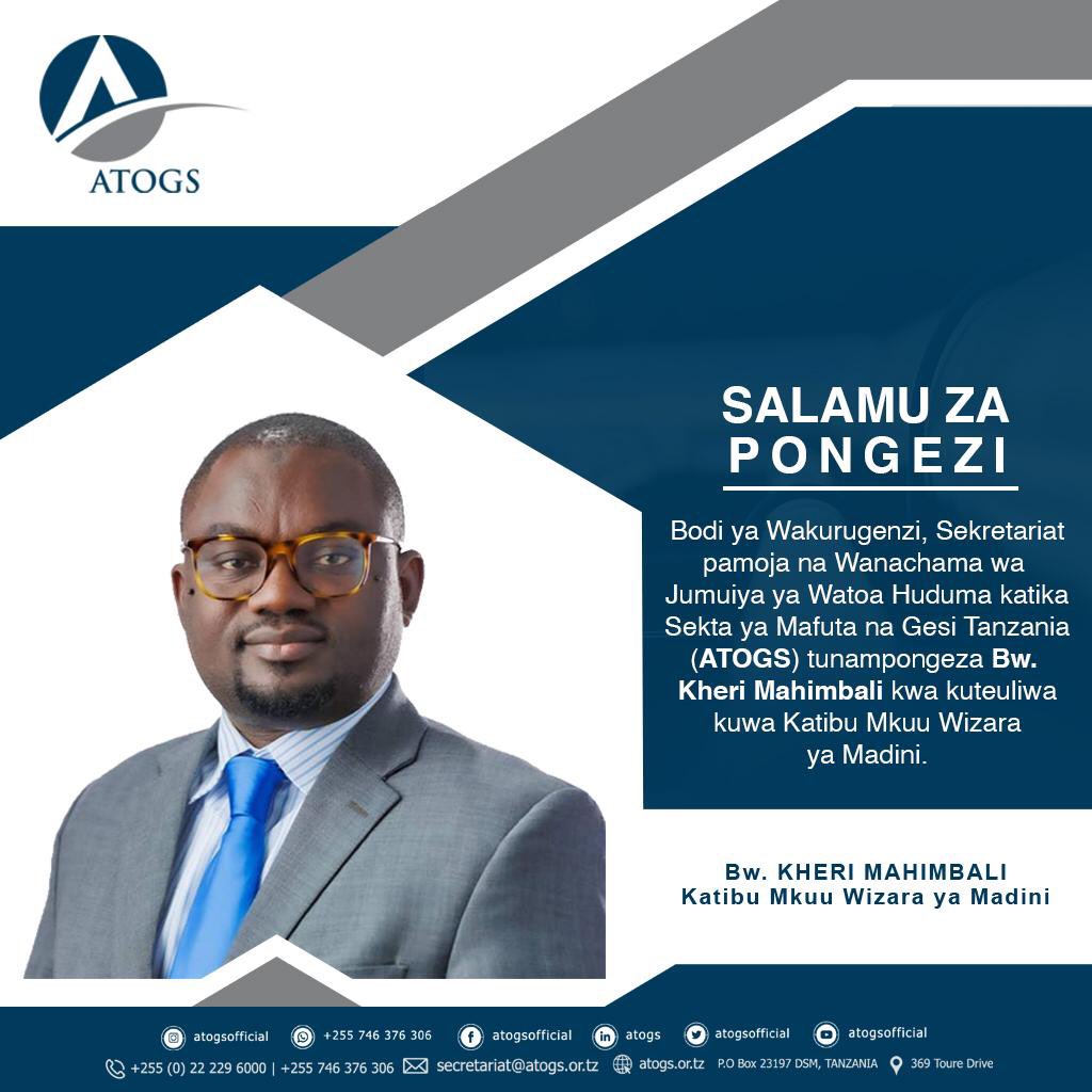 atogsofficial's tweet photo. Hongera kwa UTEUZI @MahimbaliK tunakuahidi ushirikiano katika utekelezaji wa majukumu yako Wizara ya Madini @MadiniTanzania

#Madini #ATOGS https://t.co/fD5xneyqaX