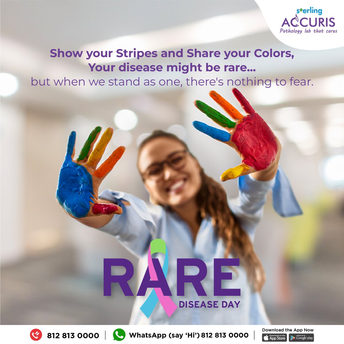 SterlingAccuris's tweet photo. No matter how rare the disease is, the one who always stands by your side is Sterling Accuris!
Sterling Accuris recognises #WorldRareDiseaseDay!
.
.
#Bodycheckup #HealthPackage #Pathology #Pathologylab #PathLab #PreventiveHealthCare #HealthCare #AccurisHomeCollection https://t.co/gzZvHEnluO