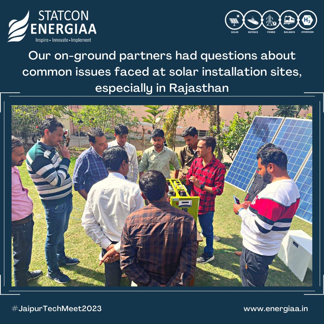 StatconEnergiaa's tweet photo. Empowering Solar Installations in Rajasthan: Statcon Energiaa shares its expertise on solar installation maintenance and protection at the Jaipur meet organized by Jackson Power Systems on 11 Feb. 2023
Scroll to know more - - >
#StatconEnergiaa #Jaipur #TechnicalMeet https://t.co/g3Gw3BWHiP