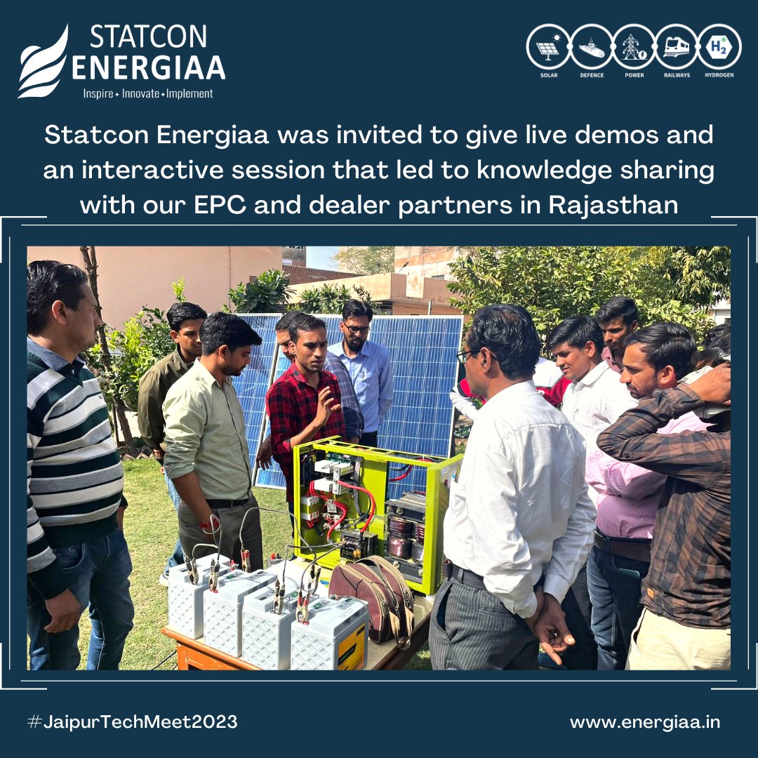 StatconEnergiaa's tweet photo. Empowering Solar Installations in Rajasthan: Statcon Energiaa shares its expertise on solar installation maintenance and protection at the Jaipur meet organized by Jackson Power Systems on 11 Feb. 2023
Scroll to know more - - >
#StatconEnergiaa #Jaipur #TechnicalMeet https://t.co/g3Gw3BWHiP