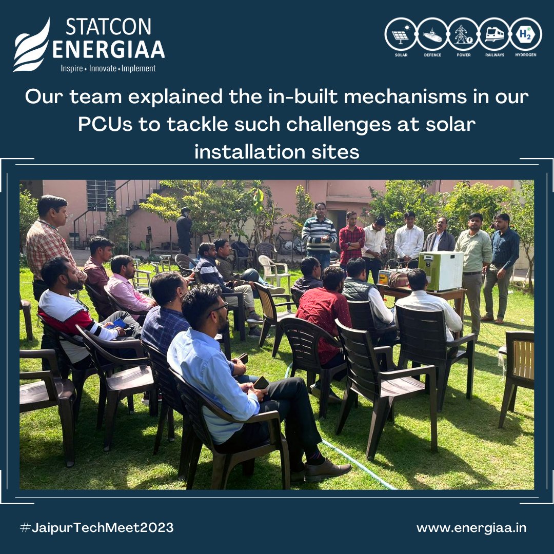 StatconEnergiaa's tweet photo. Empowering Solar Installations in Rajasthan: Statcon Energiaa shares its expertise on solar installation maintenance and protection at the Jaipur meet organized by Jackson Power Systems on 11 Feb. 2023
Scroll to know more - - >
#StatconEnergiaa #Jaipur #TechnicalMeet https://t.co/g3Gw3BWHiP