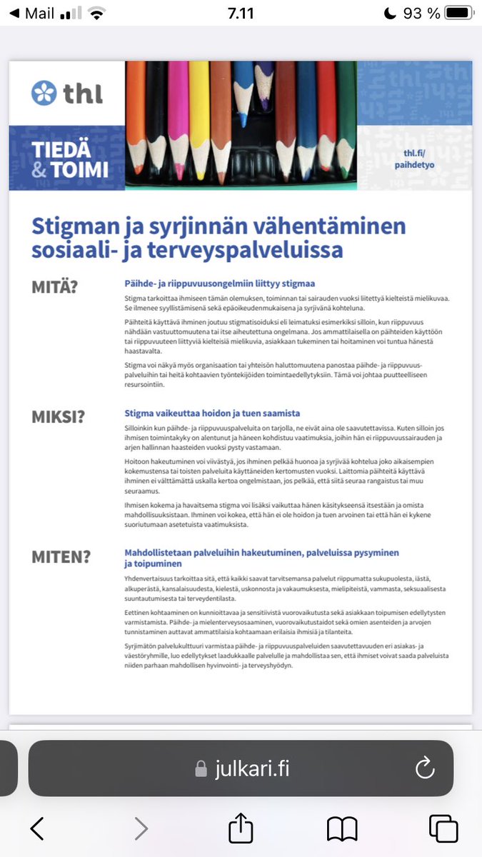 Mielenterveysstrategiassa alkaa työ stigman vähentämiseksi. Alkuun nostetaan esiin päihdeasiakas. Myös mm. vakaviin mielenterveyden häiriöihin liittyy stigmaa. Kaikilla on oikeus tukeen ja hoitoon. julkari.fi/bitstream/hand… #mielenterveysstrategia #stigma #mielenterveysoikeudet