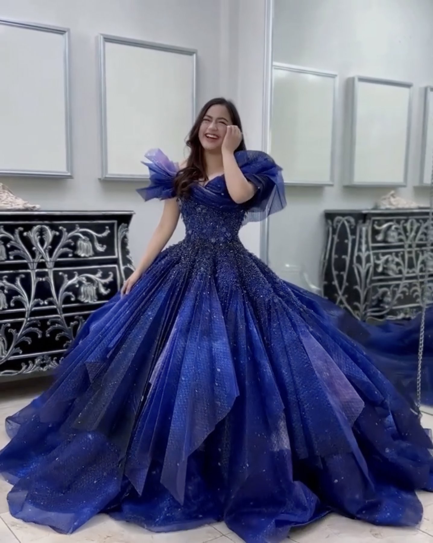 Royal Blue Quinceanera Dresses Beaded Off-Shoulder Party Prom Ball Gown  Sweet 15 | eBay