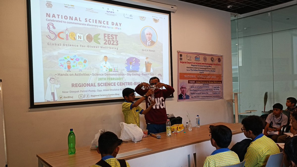 HR01986's tweet photo. Science is amazing fun. @RscBhuj is celebrating #ScienceFest2023 on the occasion of #NationalScienceDay2023 by demonstration of scientific activities. https://t.co/tx4B5qbTdc