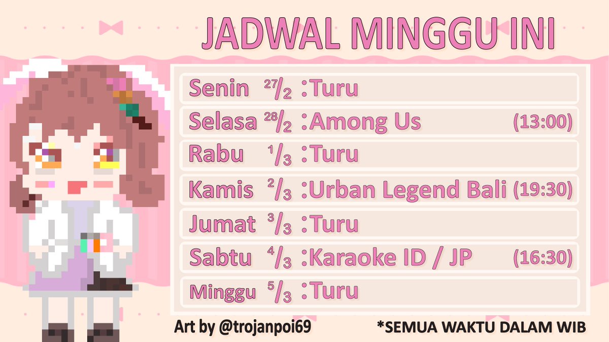 MaiAKAVirtual's tweet photo. akhirnya punya skejul
🍡#MaiDaily ー General
🎏#MaiLiveStream ー Livestream
🎨#ShowMaiArt ー Fanart
🐰#MaiNichi ー Fan name
🤡#MaiFun ー Memes
📽️#MaiMoments ー Clips
https://t.co/g5d9aIkJBb https://t.co/dcffk6PICn