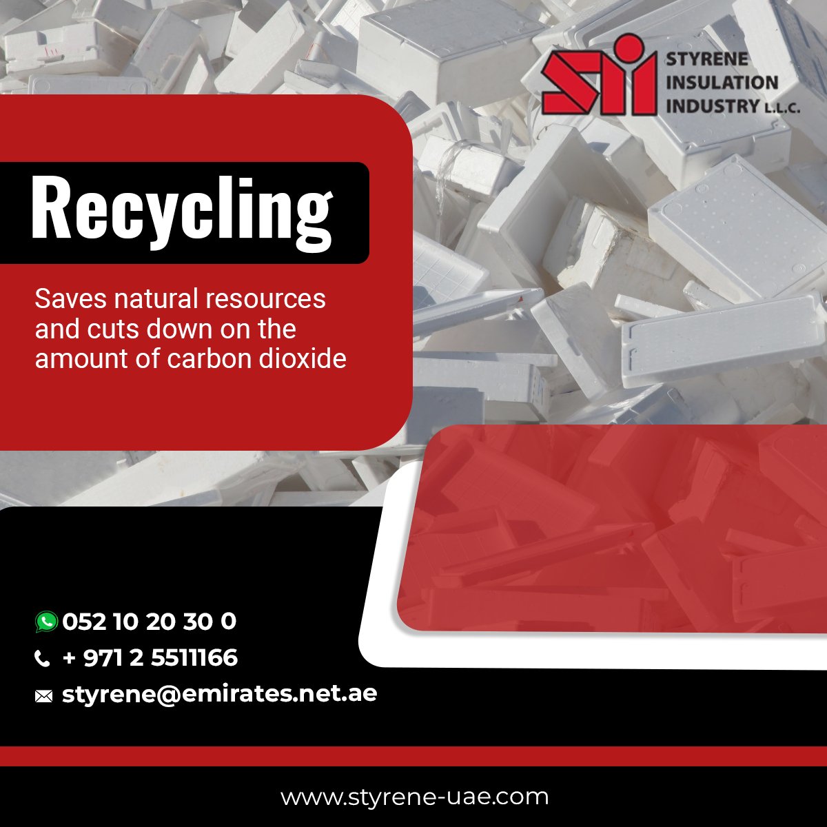 UaeStyrene's tweet photo. Polystyrene recycling does not only help the environment but it also ensures that we use our products in the most efficient way.

Call Us ☎+971 2 5511166
WhatsApp 📲 052 10 20 30 0
Website 🌐https://t.co/8Z9G11orUF

#styrene #polystyrene #eps #environment  #recyclable #recycling https://t.co/anFMQEHm0A
