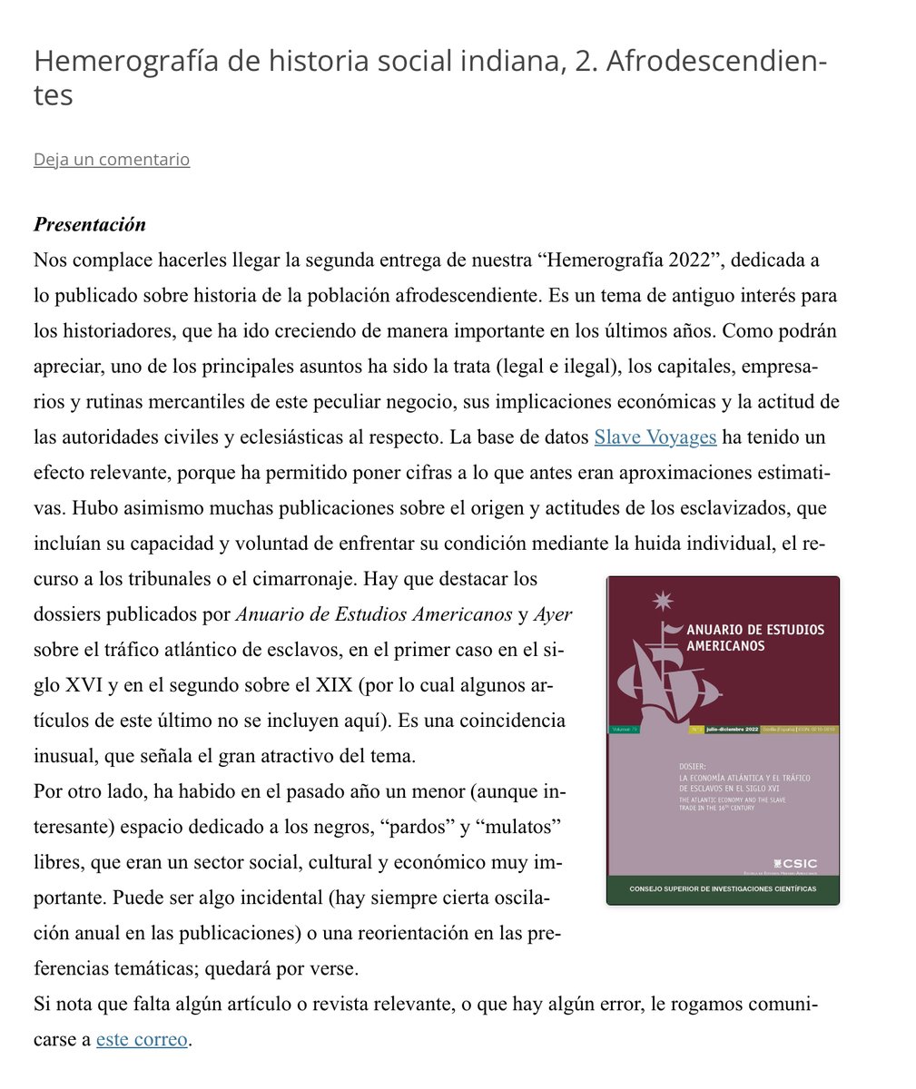 CEAScdmx's tweet image. Hemerografía de historia social indiana, 2. Afrodescendientes | Sociedad indiana socindiana.hypotheses.org/2681