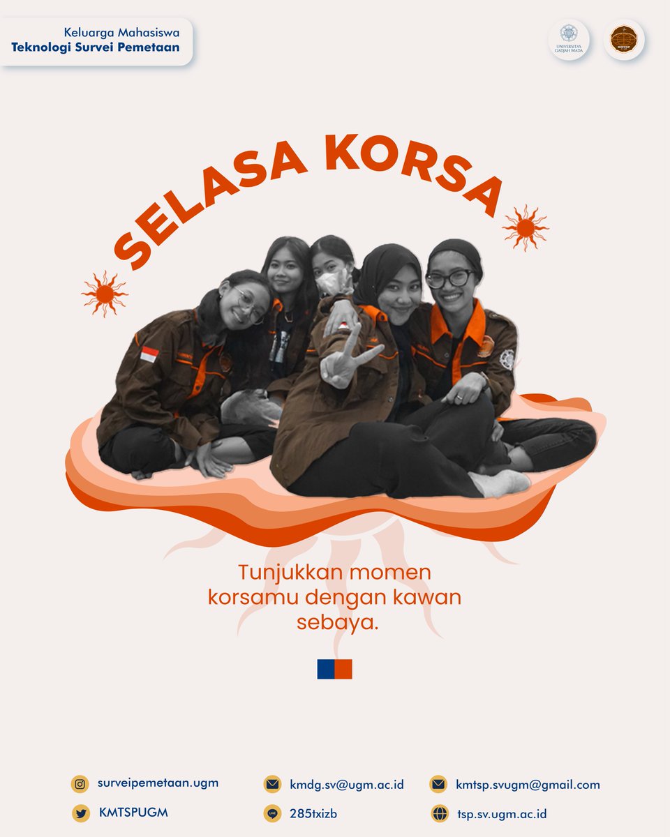 [SELASA KORSA]

Salam korsa bagi sobat tsp. Jangan lupa kenakan korsamu ya! 
 
_______
Departement Media dan Informasi 
KMTSP SV UGM 2023/2024