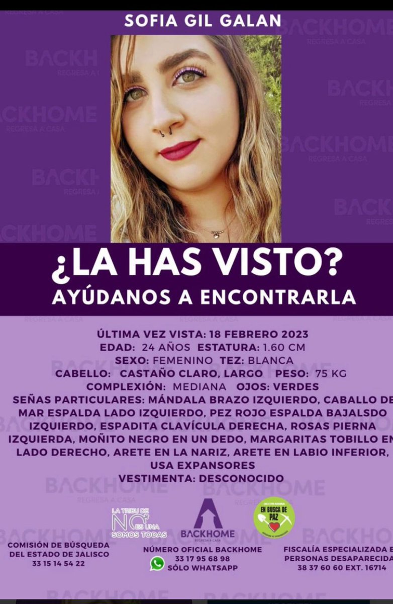 Por favor compartan, sigue desaparecida