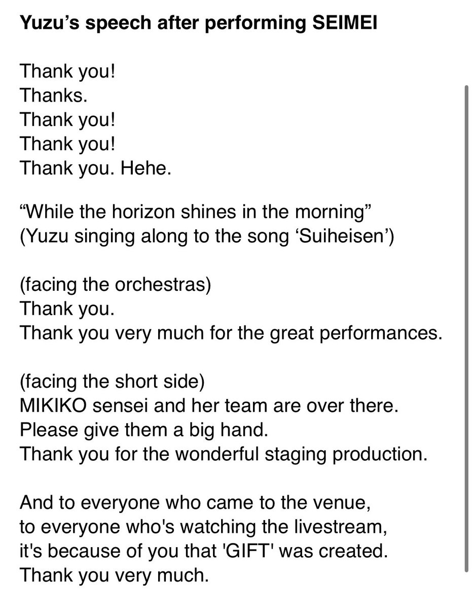 marika_yuzu's tweet photo. I had several requests to translate Yuzu’s final speech in GIFT after he performed SEIMEI, so here’s my version. https://t.co/IHGOc6TEVt